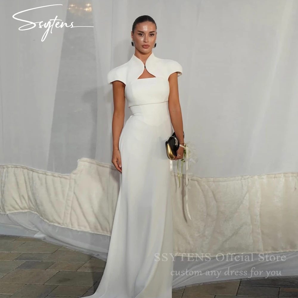 

SSYTENS Mermaid White Evening Dresses High Neck Floor Bride Robe De Soirée Femme Minimalist Chic Vestido Femininos Customized