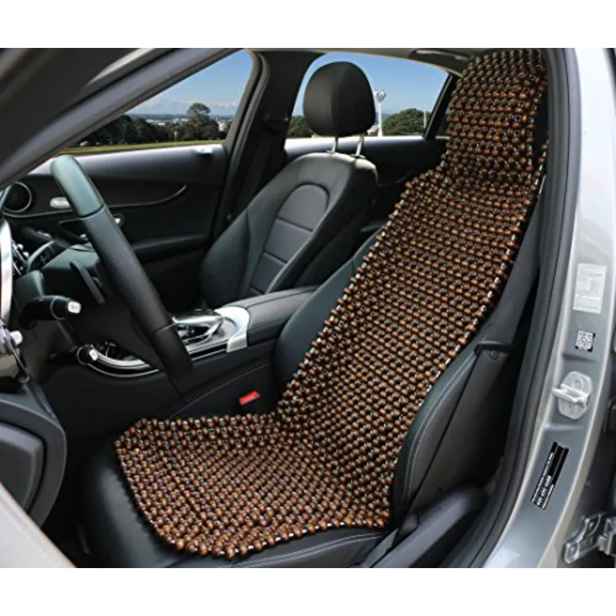 

Natural Wood Beaded Seat Cover Massaging Cooling Cushion for Car Truck in Brown Keeps Back Dry During Driving Enhances Comfort