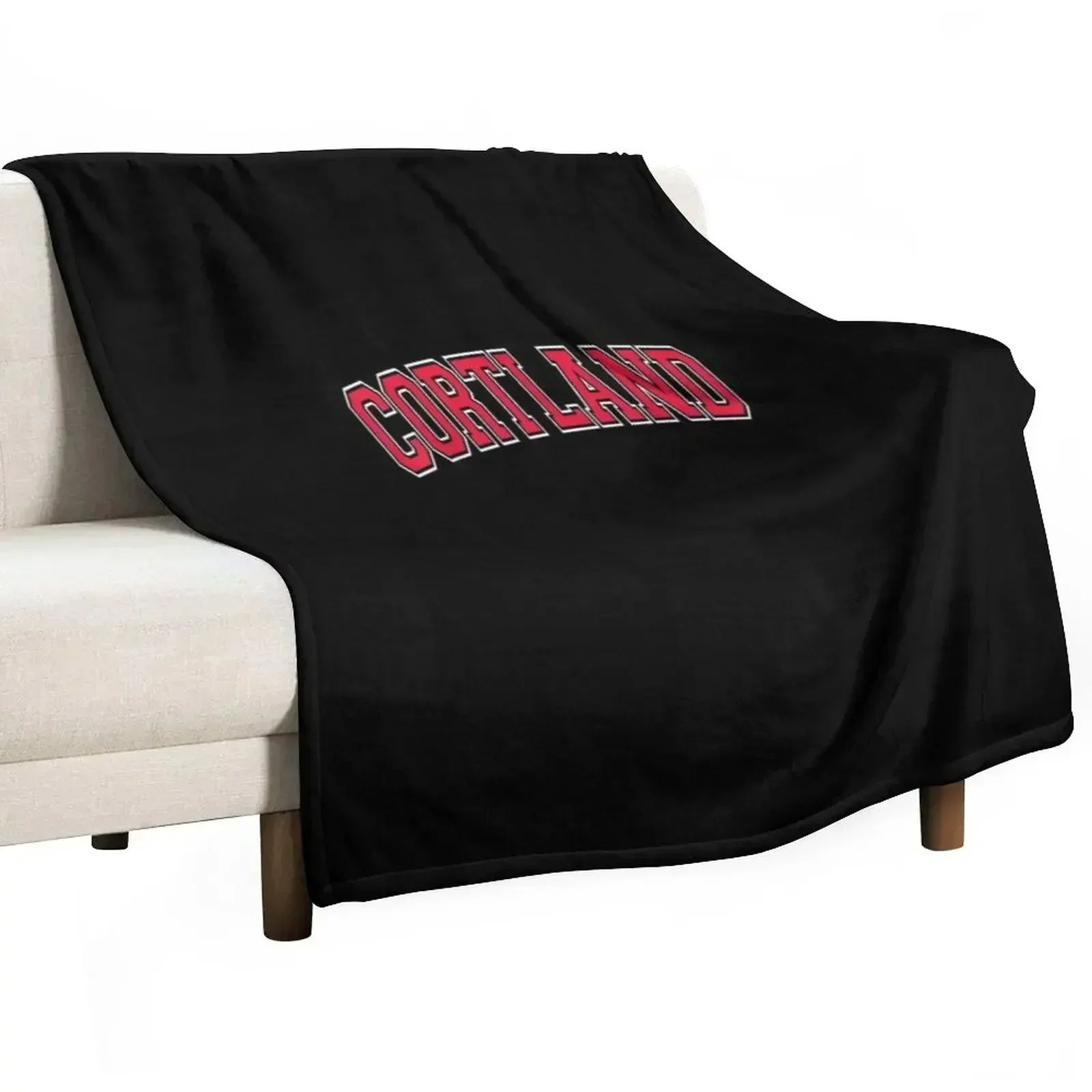 Cortland NY New York Varsitytyle Red Text Throw Blanket Sofa Quilt Bed Fashionable Retros for winter Blankets