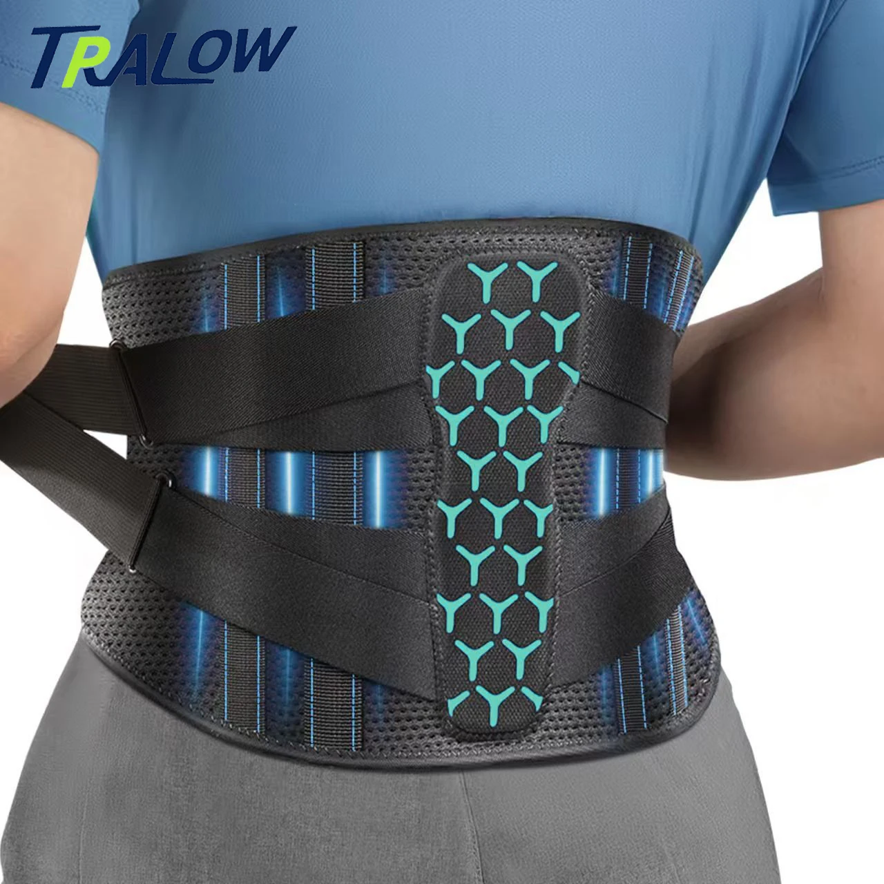 

TRALOW Back Brace for Men Lower Back Pain with 7 Metal Stays,for Sciatica,Herniated Disc, Scoliosis Pain Relief for Women Work