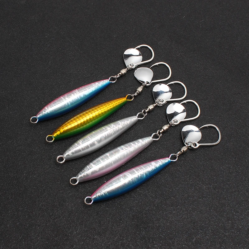 Seafox new style metal jigs 40g 60g 80g Luminous And Glow Slow Pitch Jigs 3d Eyes Metal Lure Jigging Lures With Assist Hooks