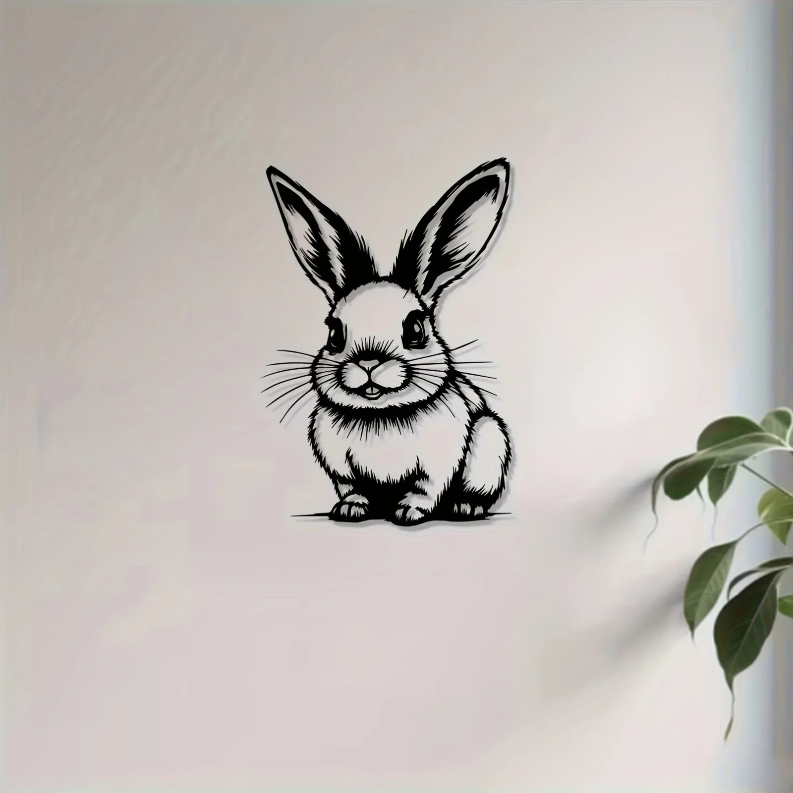 Cute Rabbit Metal Wall Art Weather Resistant Iron Silhouette Metal Mural,Ideal Gift for Easter Thanksgiving&Animal Decor Lovers