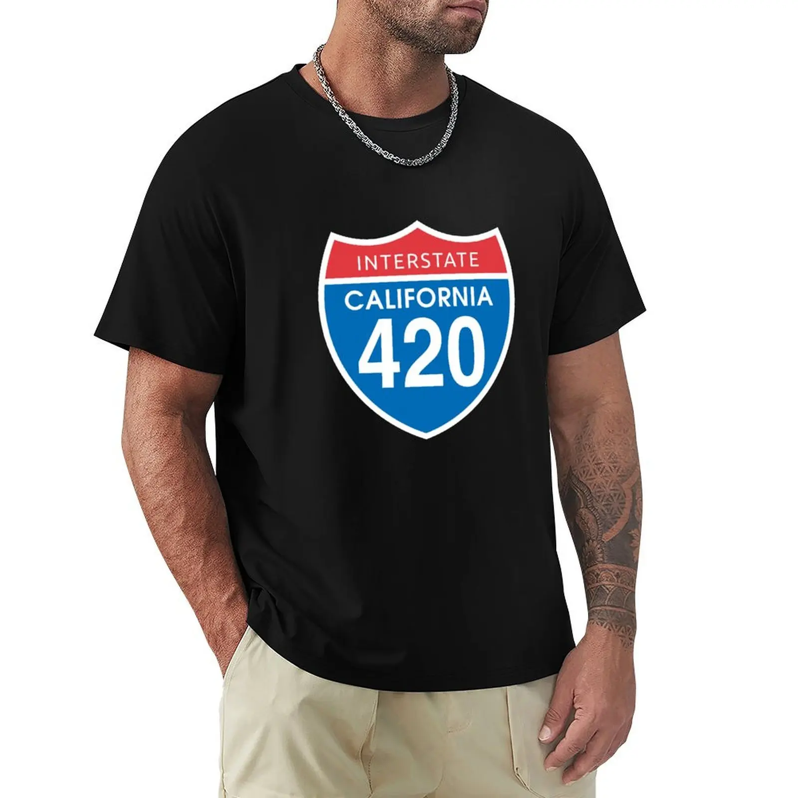 California 420 Day US Interstate Highway Sign T-Shirt Summer Sports Quick Dry T-Shirt