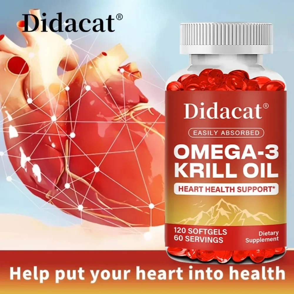 OMEGA-3 Krill Oil Supplement, Contains EPA, DHA - Heart, Brain, Phospholipidst, Support Joint, Skin Health