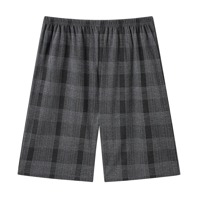 L-4XL Men's Knit Cotton Short Trousers Plaid Sleep Pants Mens Pajamas Pants Bottoms Sleepwear Pajama For Men Loose Pijama Hombre