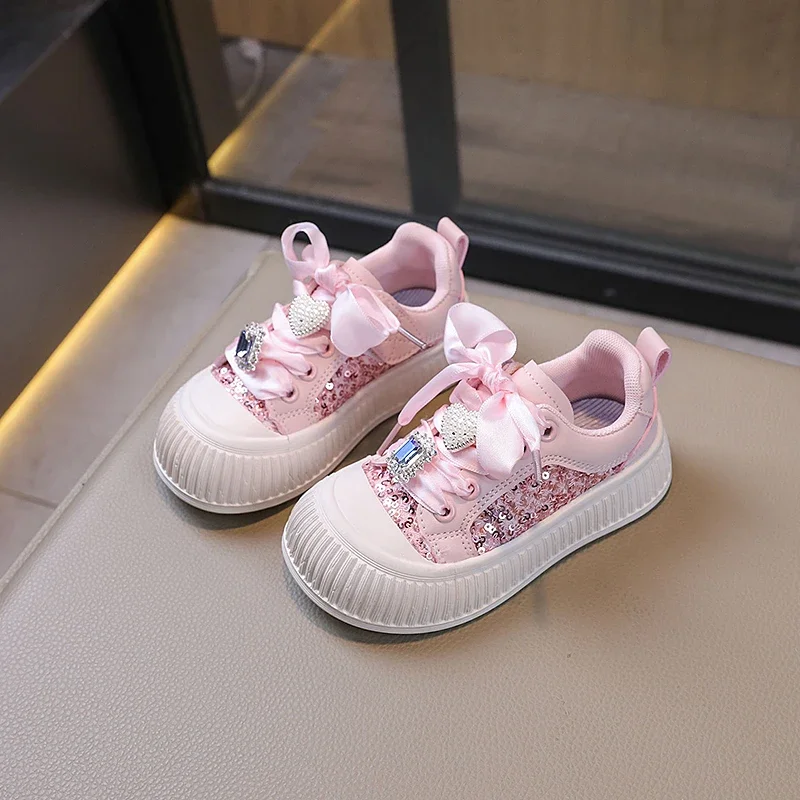 Children\'s Shoe for Girl Sequins Elegant Princess Causal Shoes Spring Autumn Fashion Kids Walking Sneakers Soft Bottom Versatile