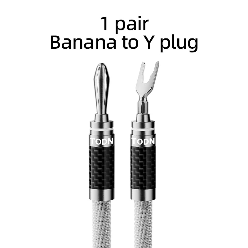 TODN 1 paar HIFI verzilverde luidsprekerkabel High-end 7N OCC luidsprekerkabel voor hifi-systemen Y-stekker bananenstekker luidsprekerkabel