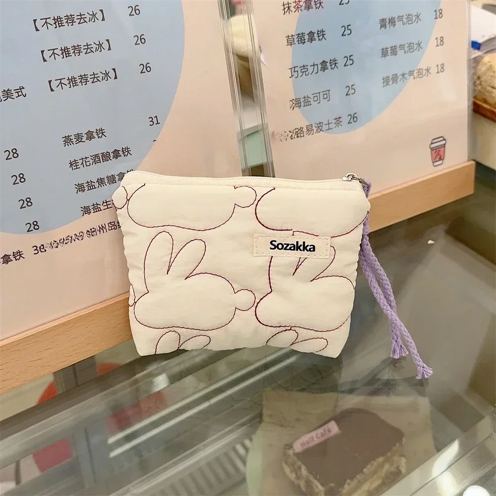 

Cartoon Flower Square Cosmetic Bag Women Portable Earphones Lipstick Sanitary Napkins Storage Pouch Small Makeup Zipper Bags