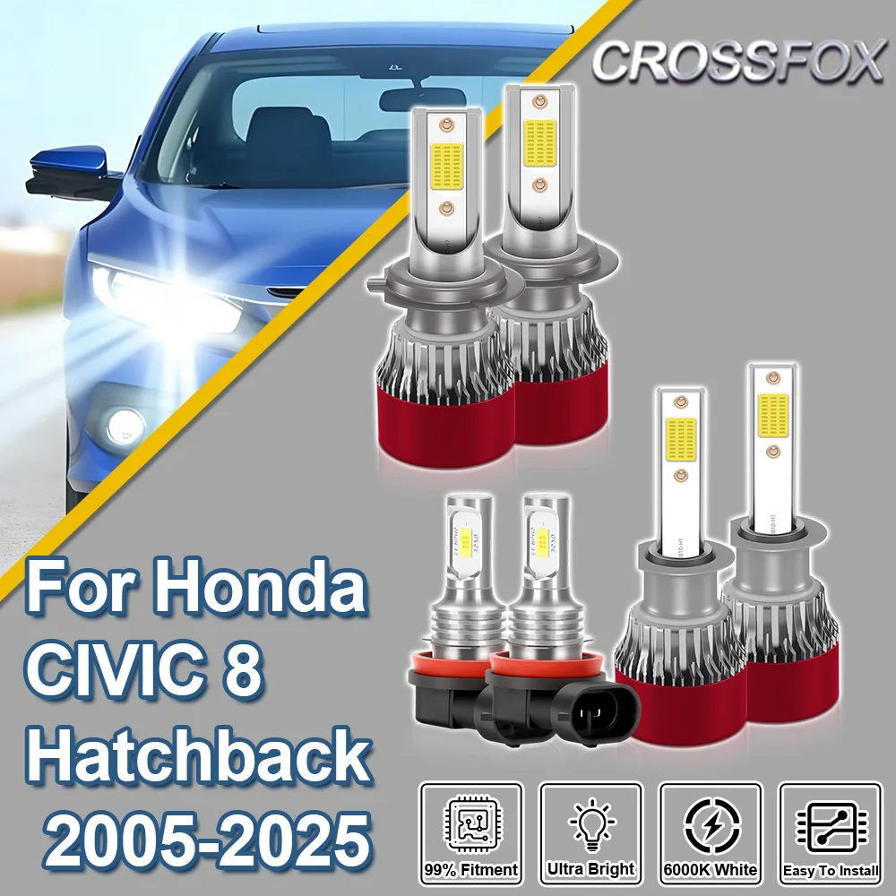 

Светодиодные лампы для фар и противотуманных фар CROSSFOX Canbus Hi/Lo Beam для Honda CIVIC 8 Hatchback 2005-2025 (2006, 2007, 2008, 2009, 2010, 2011)