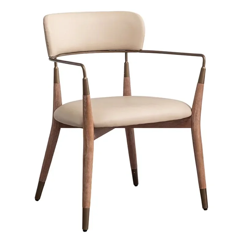 

For Italian Modern Home Leisure Chair Solid Wood Dining/Balcony Furniture Leather with Hotel Apartment Application