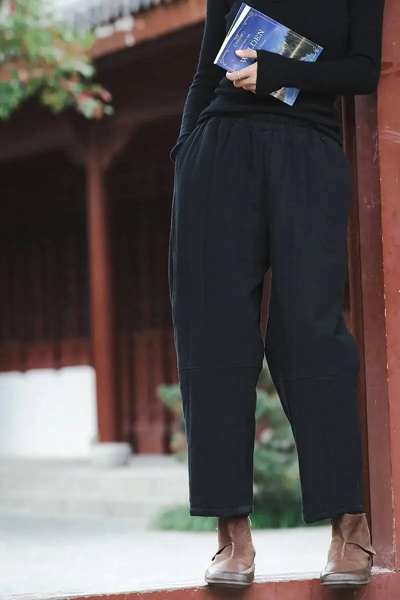 UMI MAO القطن القنب السراويل النساء الخريف الشتاء الأدب الفن عارضة القطن كليب الدافئة فضفاض الرجعية ضئيلة القطن عارضة السراويل