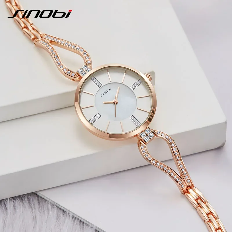 

SINOBI Luxury Brand Women Watches Diamond Bracelet Watch Women Elegant Ladies Girls Quartz Wristwatch Female Dress Watches Gift