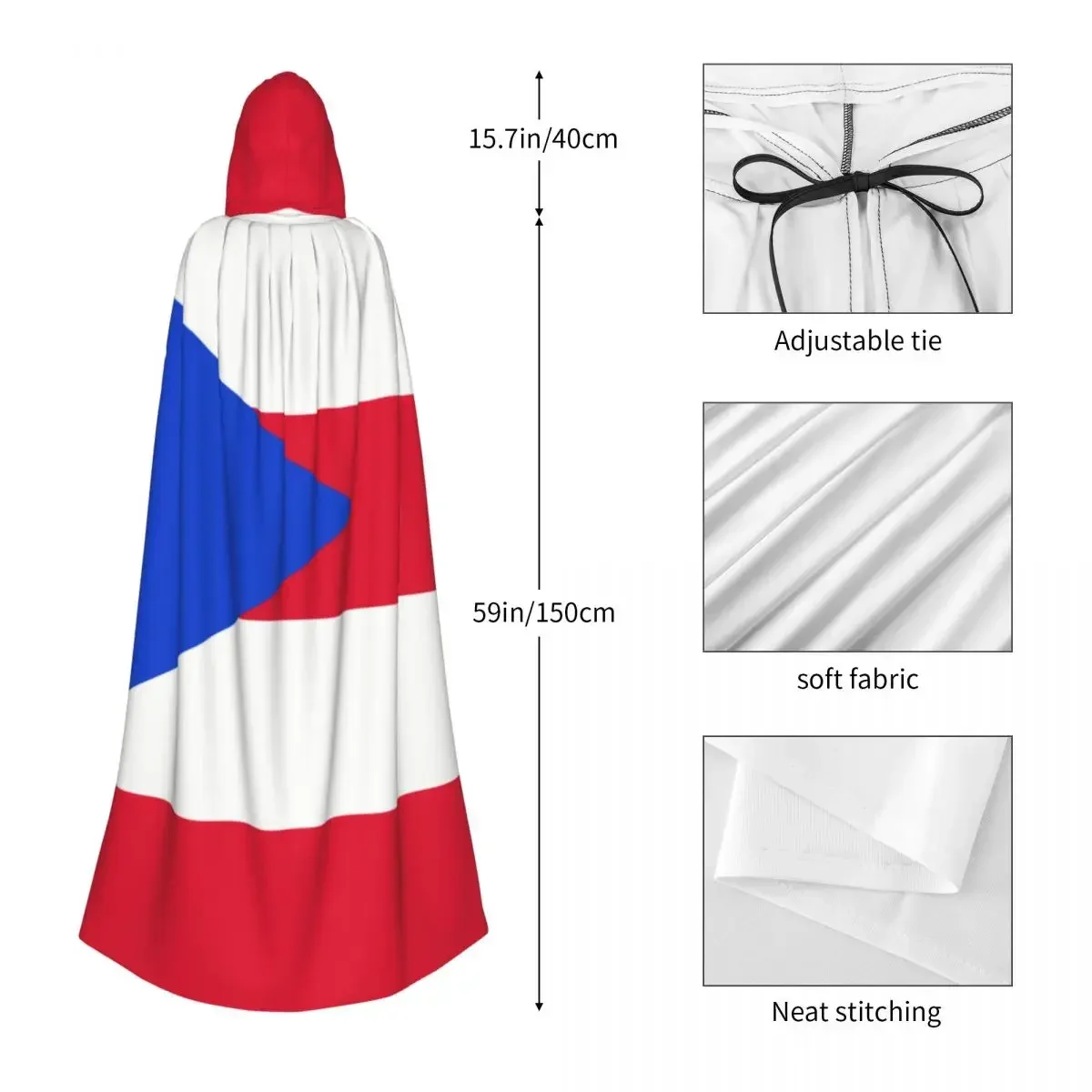 Capa com capuz unissex capa com capuz capa de bandeira de Porto Rico capa de bruxa vampiro fantasia cosplay