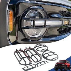 Car Tail Light Decoration Front Headlight Wheel Eyebrow Lamp LED Protector Guard Cover for Ford Bronco 2021-2024 Accessories