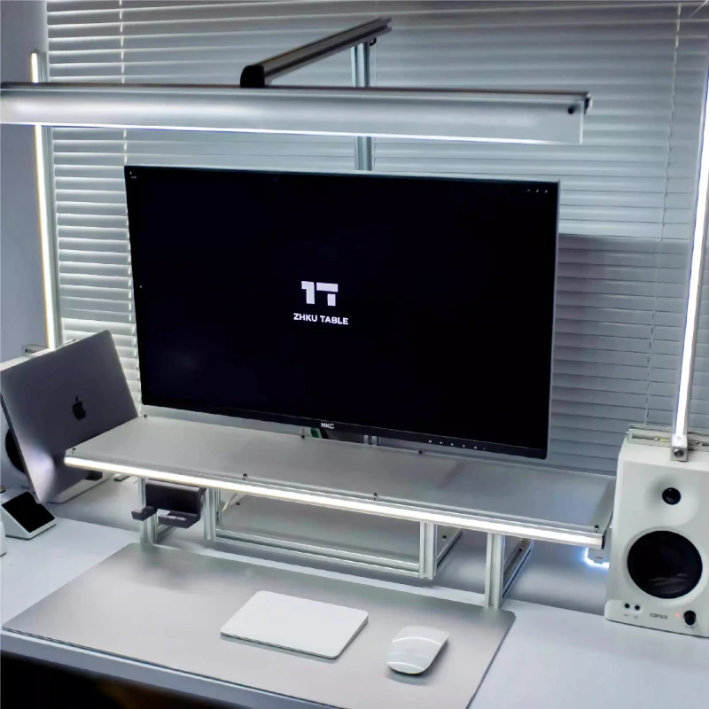 Modular Monitor Stand Riser Acrylic & Aluminum Alloy Desktop Shelf Ergonomic Computer Screen Holder Modern Office Desk Organizer