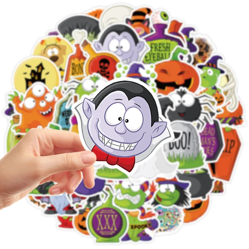 50PCS Halloween Pumpkin Stickers, Halloween Party Favors, Vinyl Waterproof Holiday Decals for Water Bottle Laptop Party Supplies