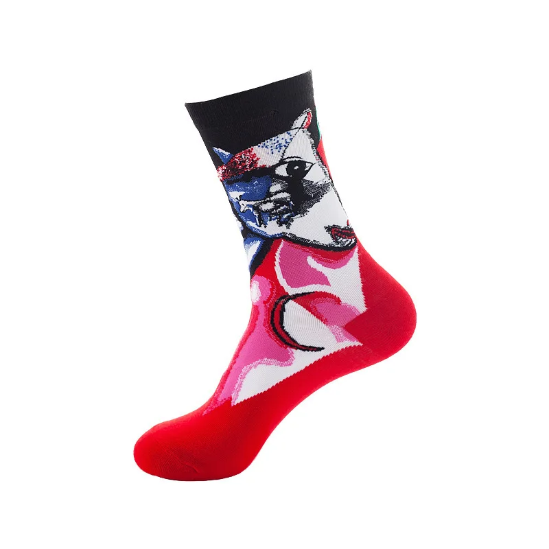 Oil painting medium tube socks European and American adult socks Women's trend stockings Men's autumn and winter cotton socks