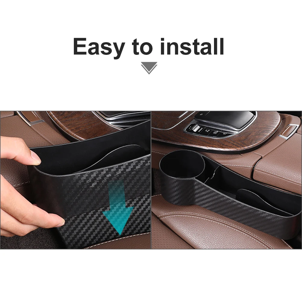 

Car Seat Storage Box Black Plastic Main Gap ganizer for Front Seats Slot Container Easy Install Clean Modern Style