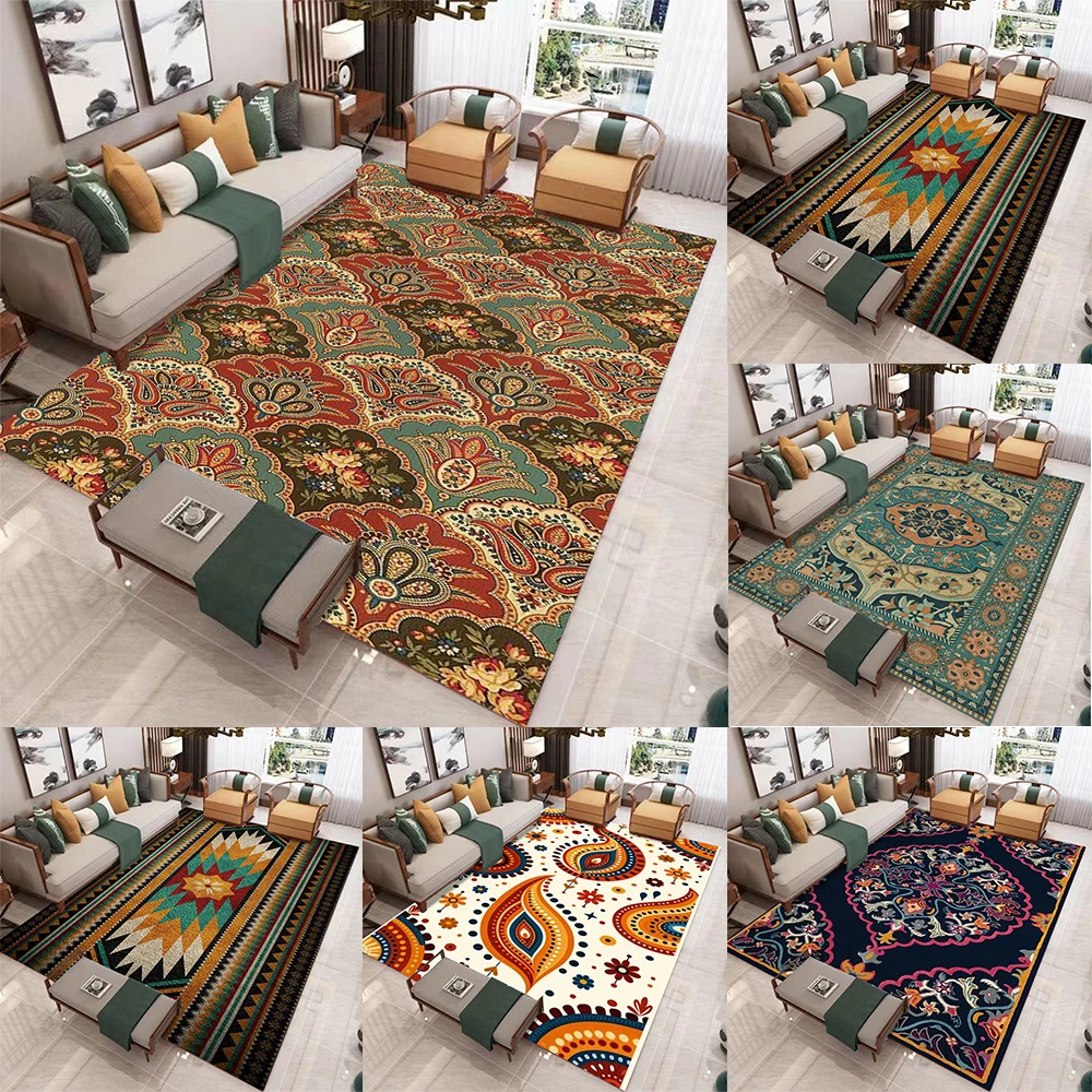 

Богемный ковер с этническим цветочным узором пейсли и геометрическим узором, нескользящий мягкий ковер для гостиной, спальни, домашнего декора, стиль бохо, использование для влюбленных