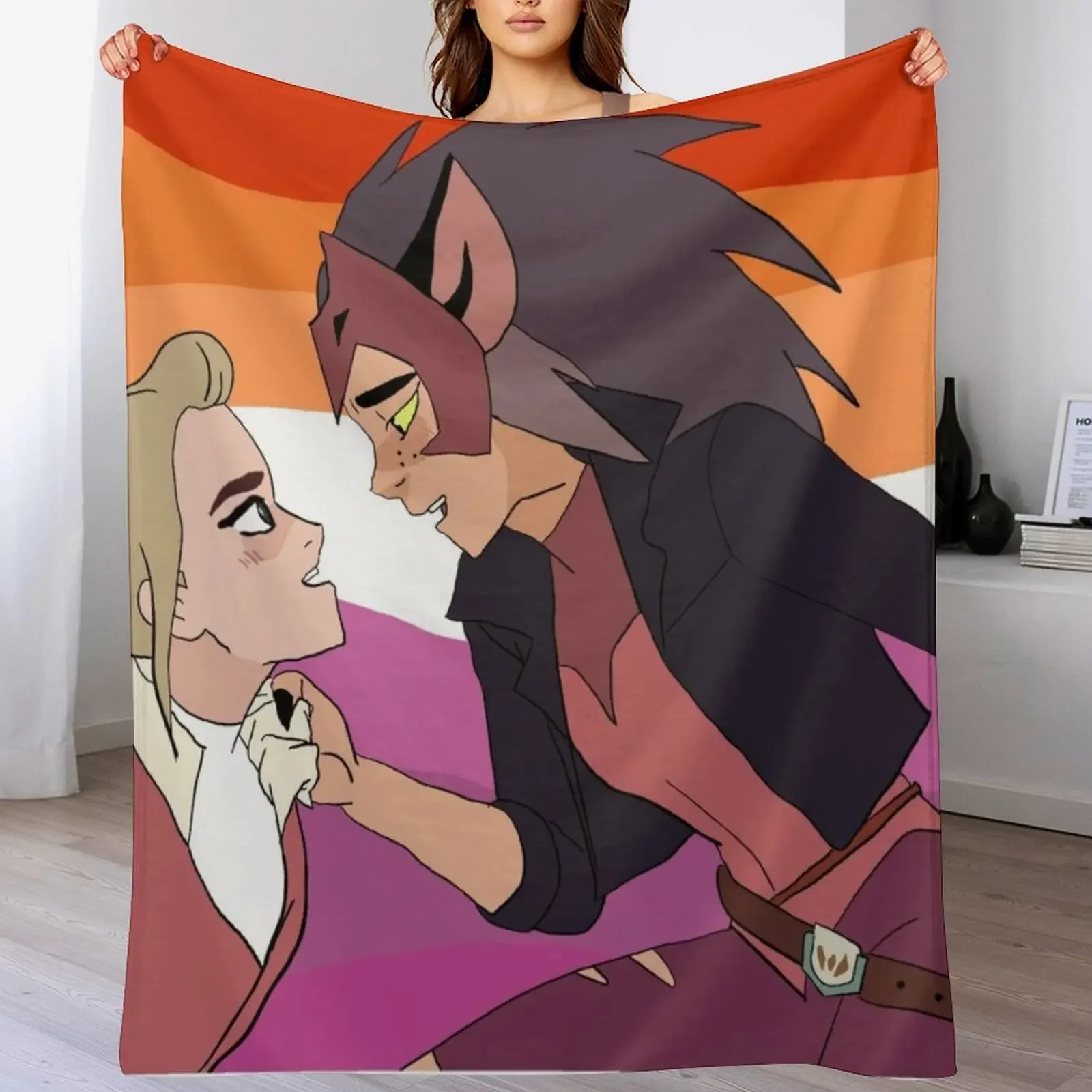 

She-Ra Adora and Catra Digital Trace Drawing Throw Blanket Versatile Cozy Throw Blanket for All Occasions