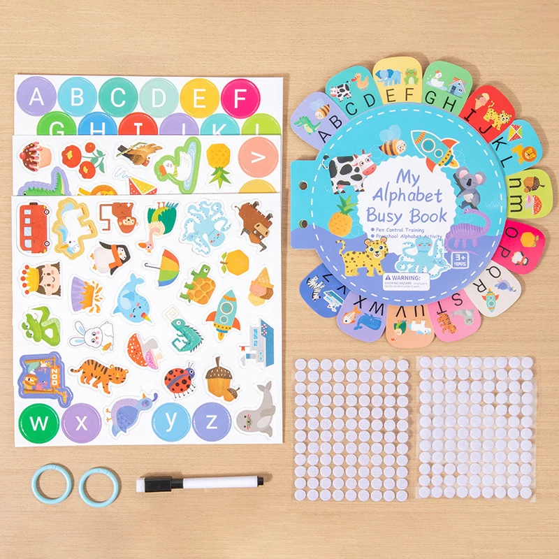 Kinder Englisch Frühe Bildung Aufklärung Ruhig Aufkleber Buch Spielzeug Baby Stift Control Training Zeichnung Buch Brief Ruhig Buch