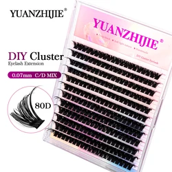 YUANZHIJIE Individual Eyelashes Makeup Cilios Cluster Eyelash Extension Wispy C/D Curling Volume Black Soft False Eyelash Makeup