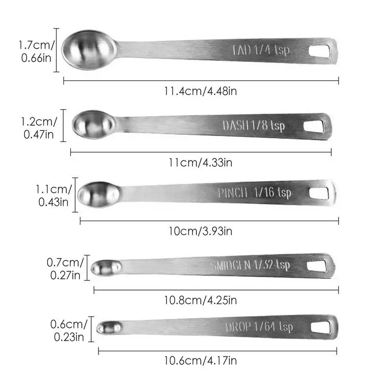 Multipurpose Small Measuring Spoons Set Stainless Steel Measuring Spoons Seasoning Dry & Liquid Ingredients Spoon Kitchen Tools