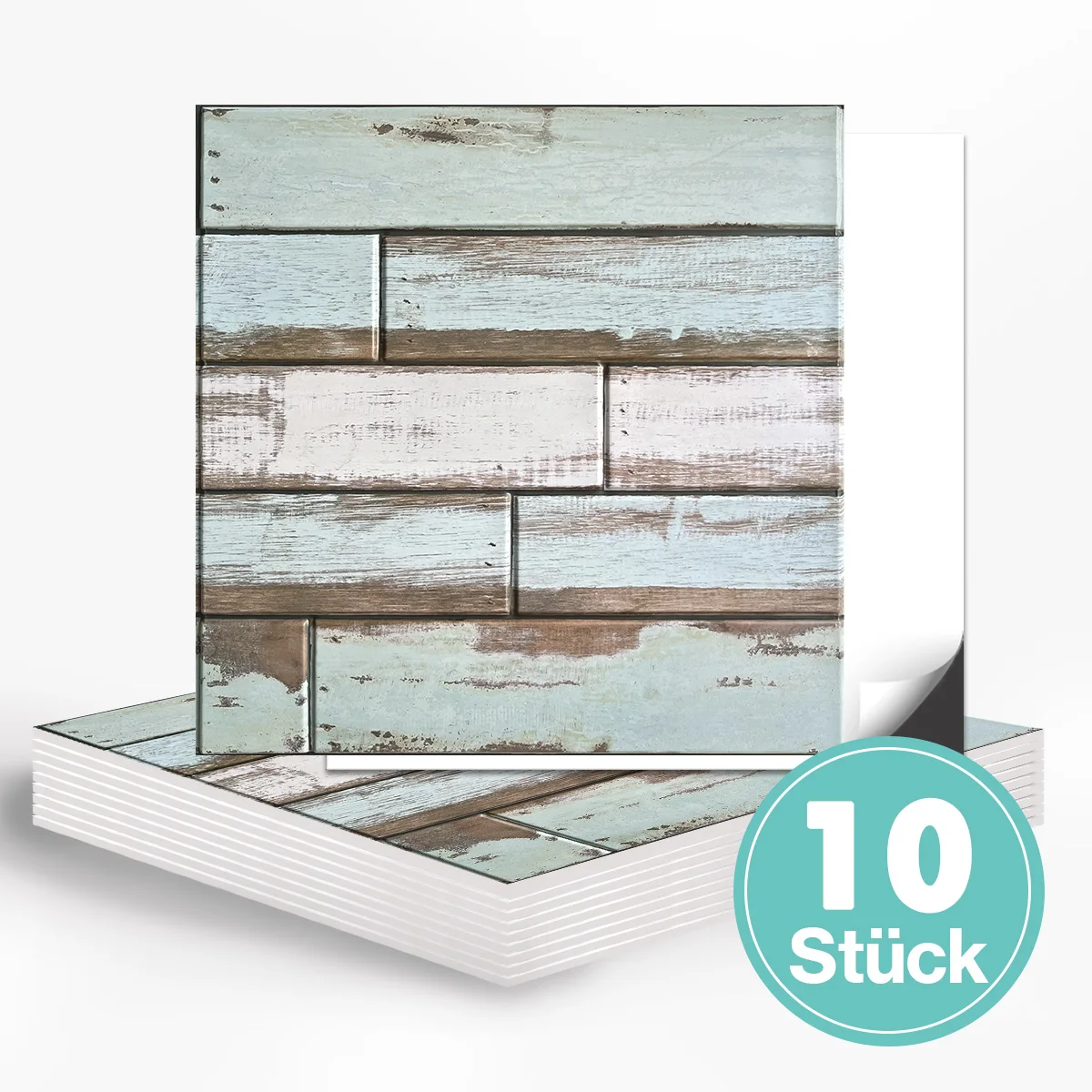 10 Stück selbstklebende PVC-Wandaufkleber aus Kunstholz, 3D-Wandpaneele, 30 x 30 cm, für Küchen, Wohnzimmer usw., Landhausstil.