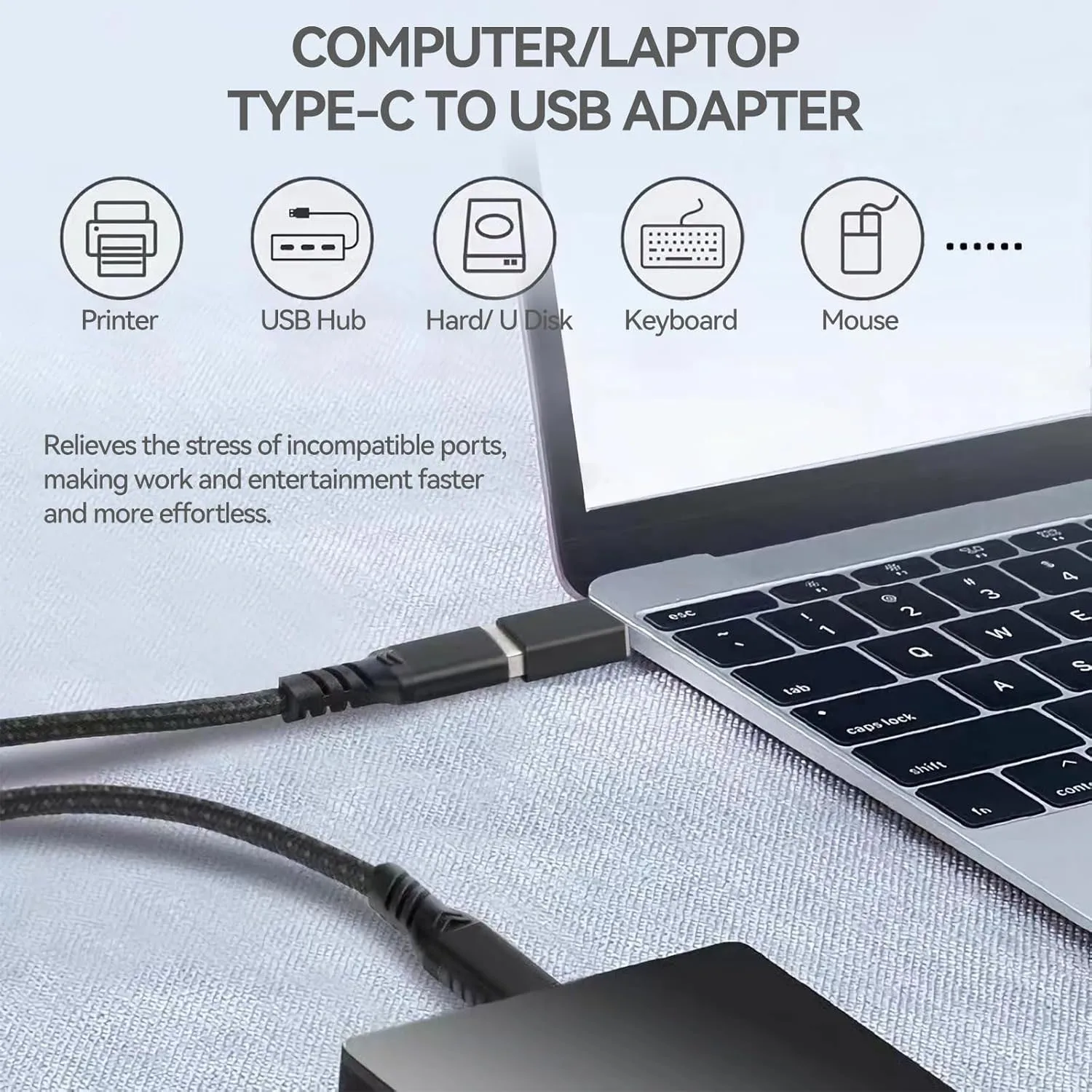 DANJU 4pcs usb to USB-C adapter, Mini USB to Type-C converter, data transfer from C-type female to USB male For Laptop Macbook