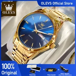 OLEVS Men's Watches Dual Calendar Simple Fashion Original Male Wristwatch Waterproof Stainless Steel Luminus reloj