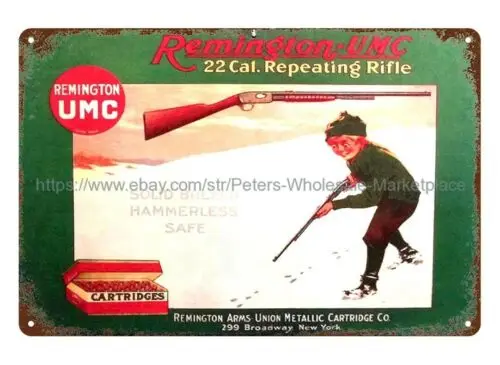 remington umc snow boy rifle firearm metal tin sign art images