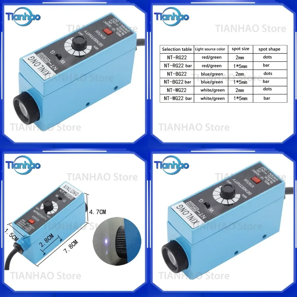 High-Precision Tracking Color Mark Sensor Photoelectric Switch for NT-RG22 WG22 BG22 Bag Making Machine Correction