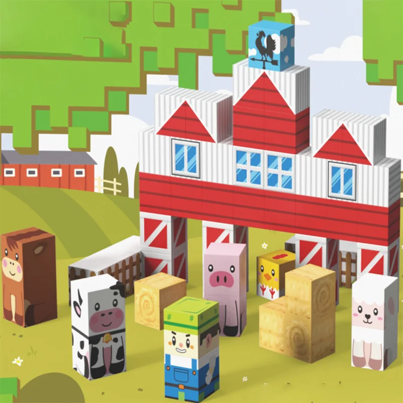 

Farm Story magnetic building block toys. Children's educational toys, easy-to-assemble magnetic building block toys.