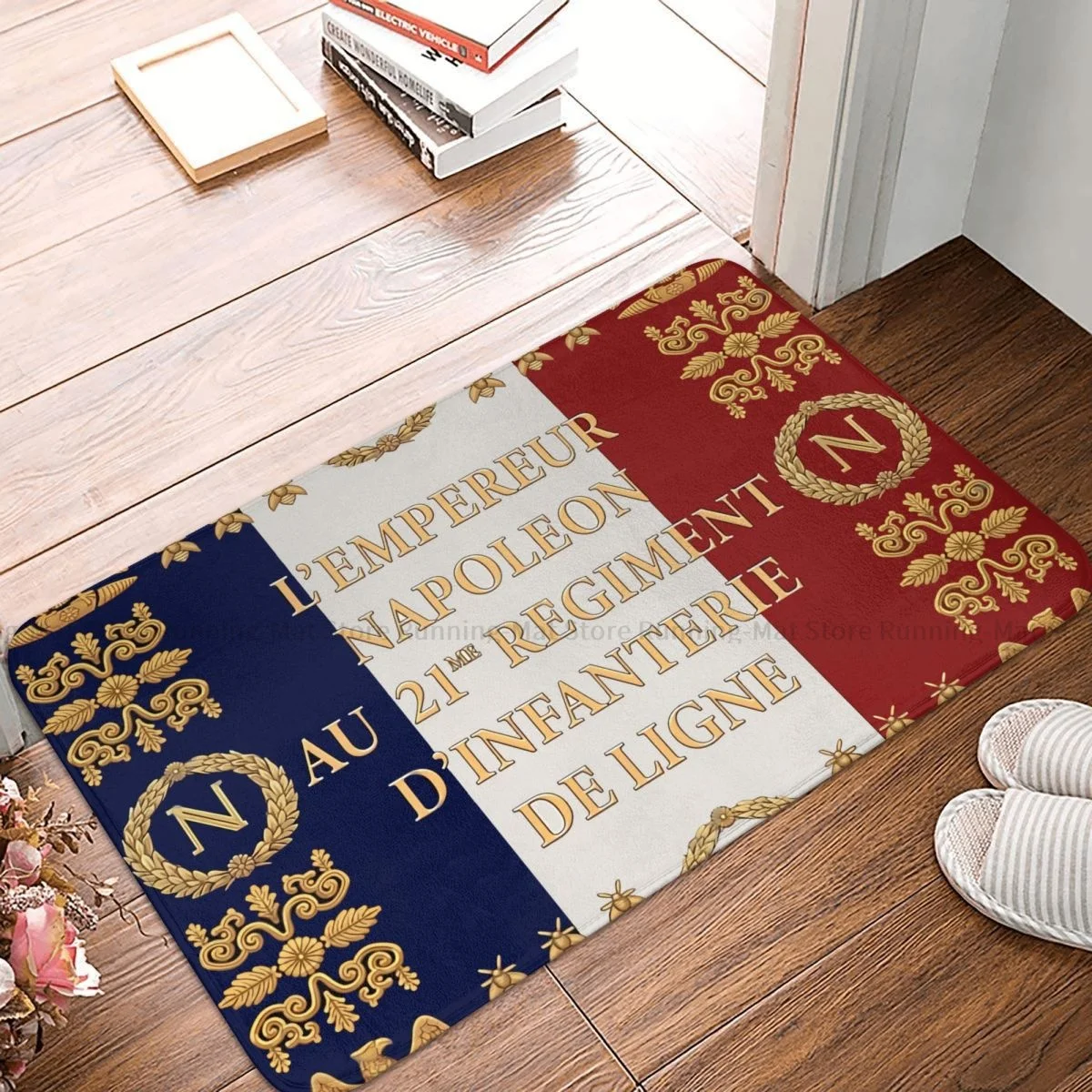 Non-slip Doormat Mat Napoleonic French Drapeaux Of 21Me D\'infanterie De Ligne 1812 Hallway Carpet Entrance Door Rug Home Decor