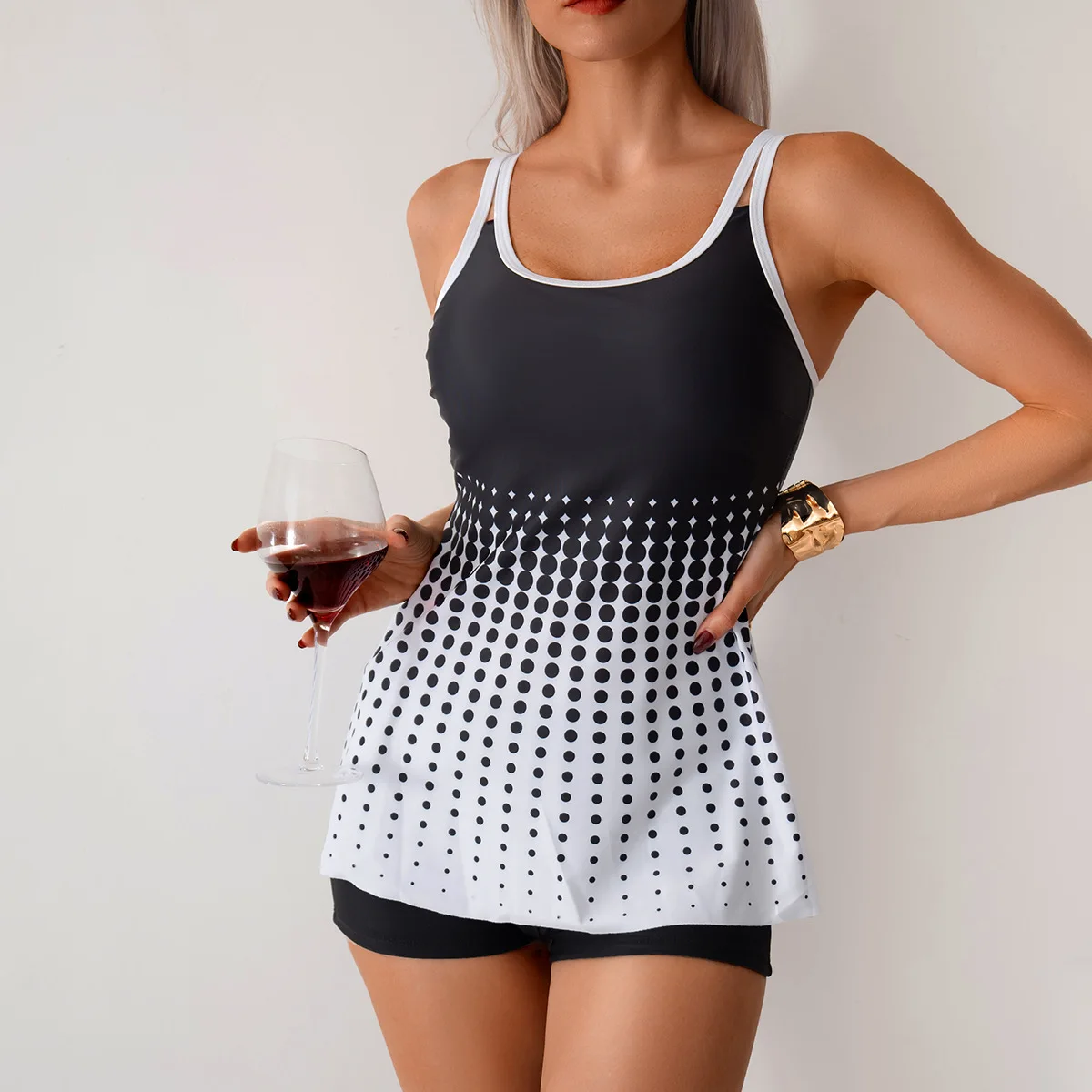2025 new Printed  Print Sling Swim Tank Top With Shorts Beach One Piece Swimsuit Lady Large Big Bathing Suit Lady Beachwear