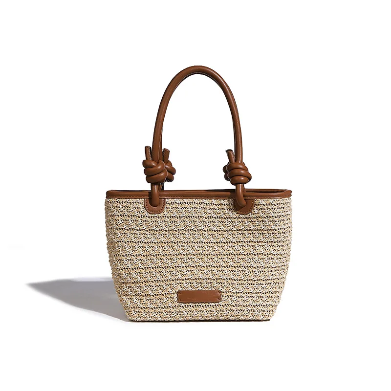 Bolso cesta De paja tejido bolso De cubo nudo playa Primavera y novedad De verano vacaciones marcas De lujo bolsos Sac De Luxe mujer estética