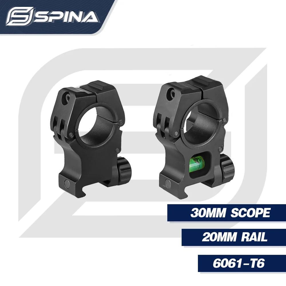 

​​Двойные Кольца SPINA OPTICS 6061-T6 25.4&30мм: Двойное Креп. 20мм Шина с Пузырьк. Уровнем - Для Огнестрельного Оружия​​