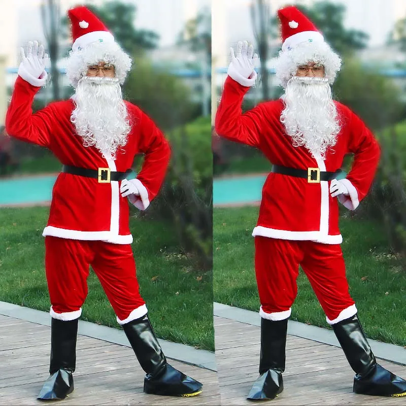 

Рождественский костюм Санта Клауса для косплея для взрослых мужчин, Необычные костюмы, красный костюм, пальто, брюки, пояс для бороды, шляпа, женский 6XL