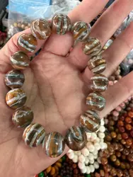 Mammoth Molar Teeth round Buddha Beads Layered Texture Pattern Ethnic Style Retro Bracelet in Stock