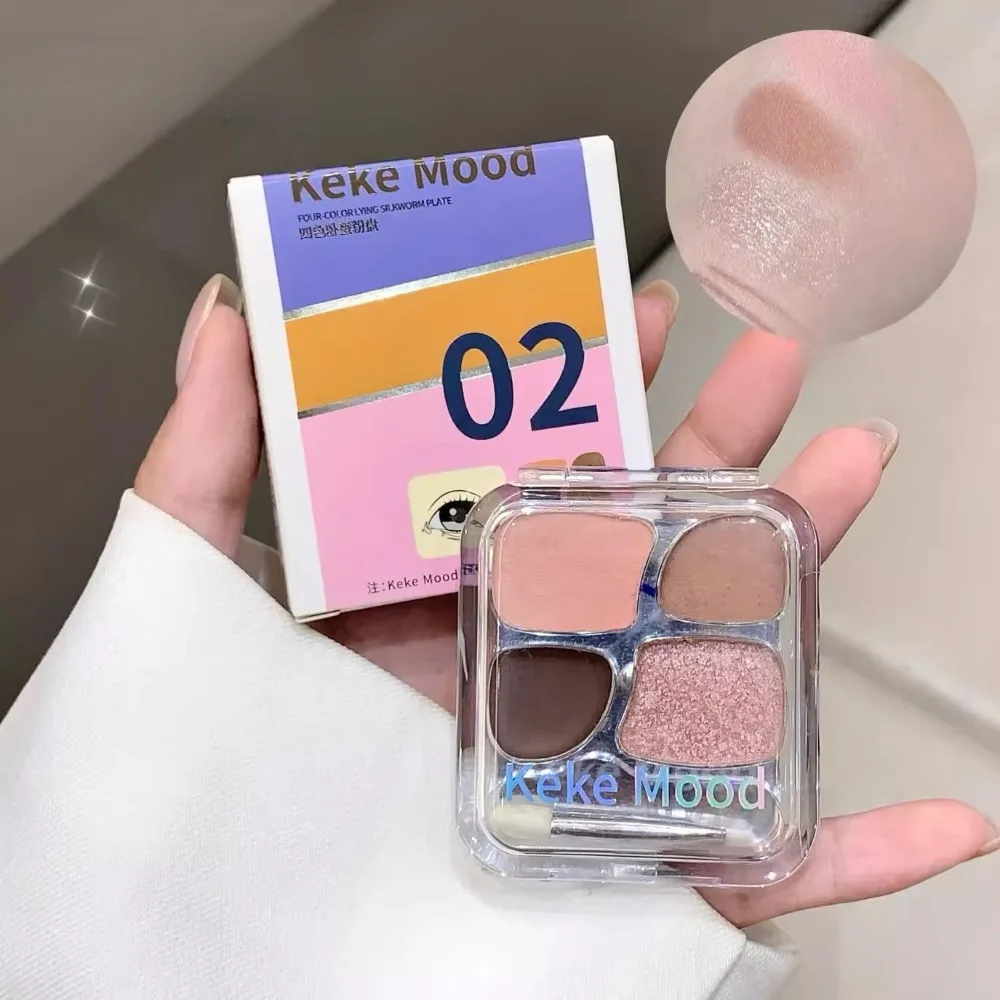 ホット 4 色アイシャドウパールマットメイクを除去しやすい毎日グリッターアイシャドウトレイ女性のためのカイコメイクアップパレット化粧品