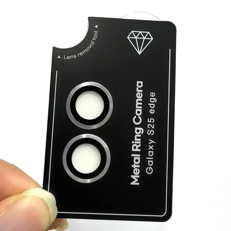 Metalen cameralensbeschermer glas voor Samsung Galaxy S25 Edge Volledige dekking Cameralens Ring Case Glazen lensfilm
