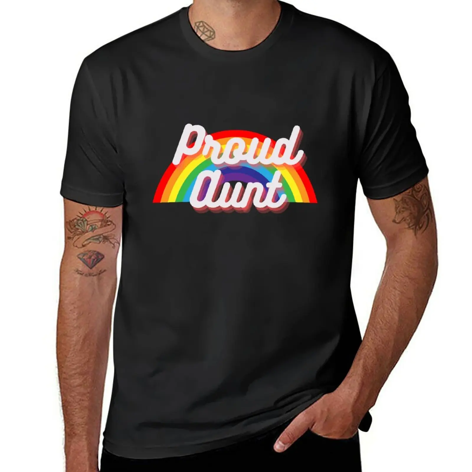 New Pride allyship Rainbow, proud aunt T-Shirt sweat shirt graphic t shirts Men's t-shirt