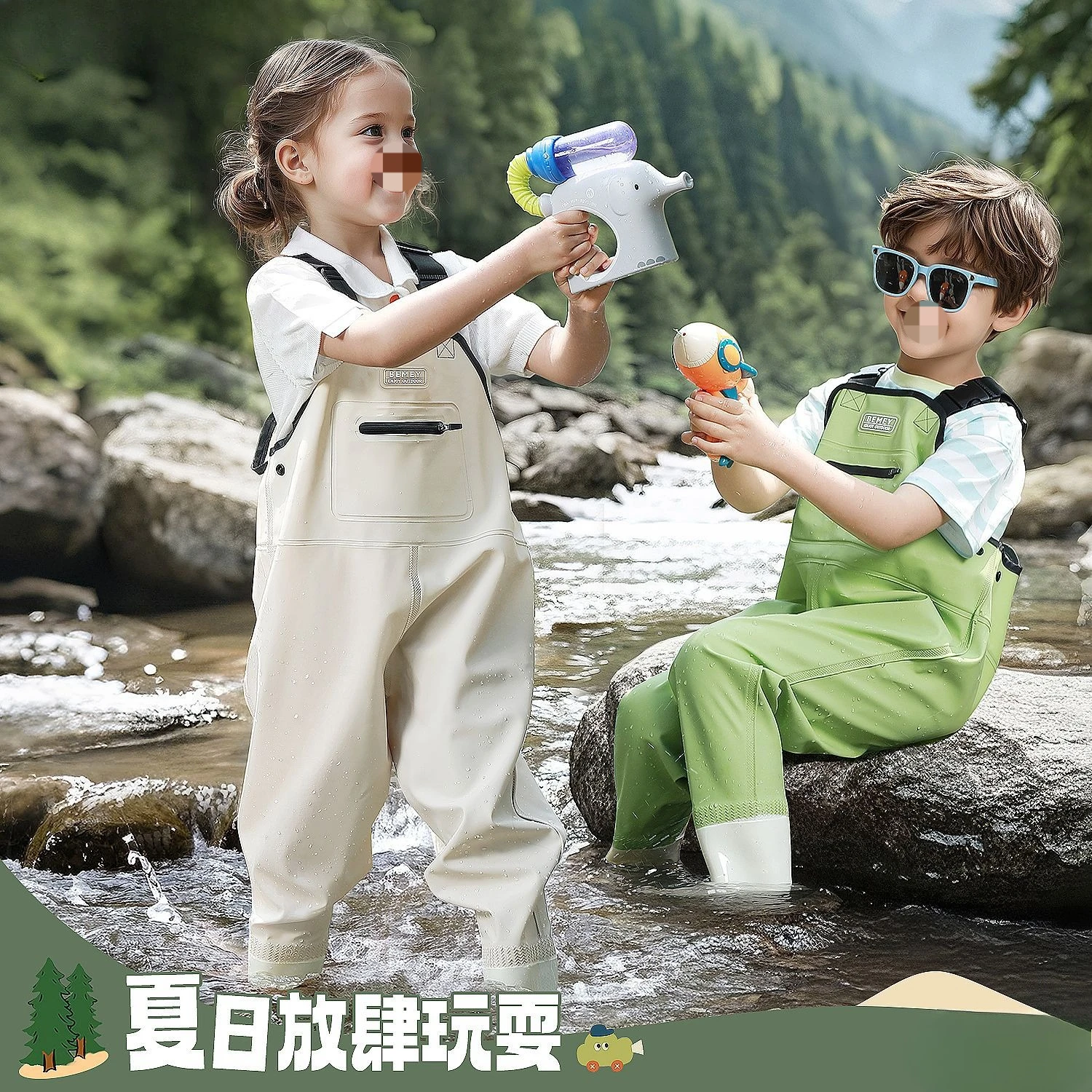 Summer Spring Baby and Girls Boys Waterproof PVC Bodysuit Kids Single Layer Breathable Rain Pants Child Outfit Jumpsuit