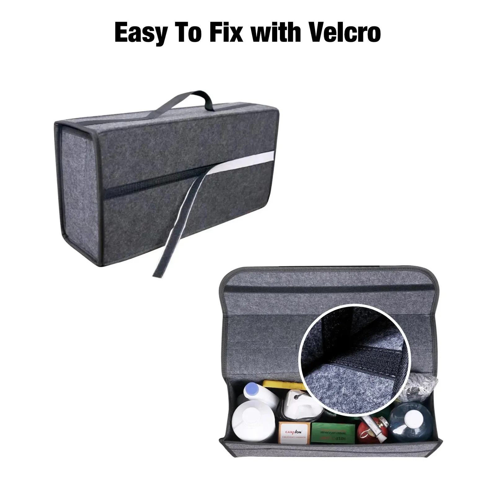 Large Anti Slip Compartment Boot Storage Organizer Tool Car Storage Bag Car Trunk Organizer Soft Felt Storage Box Accessories