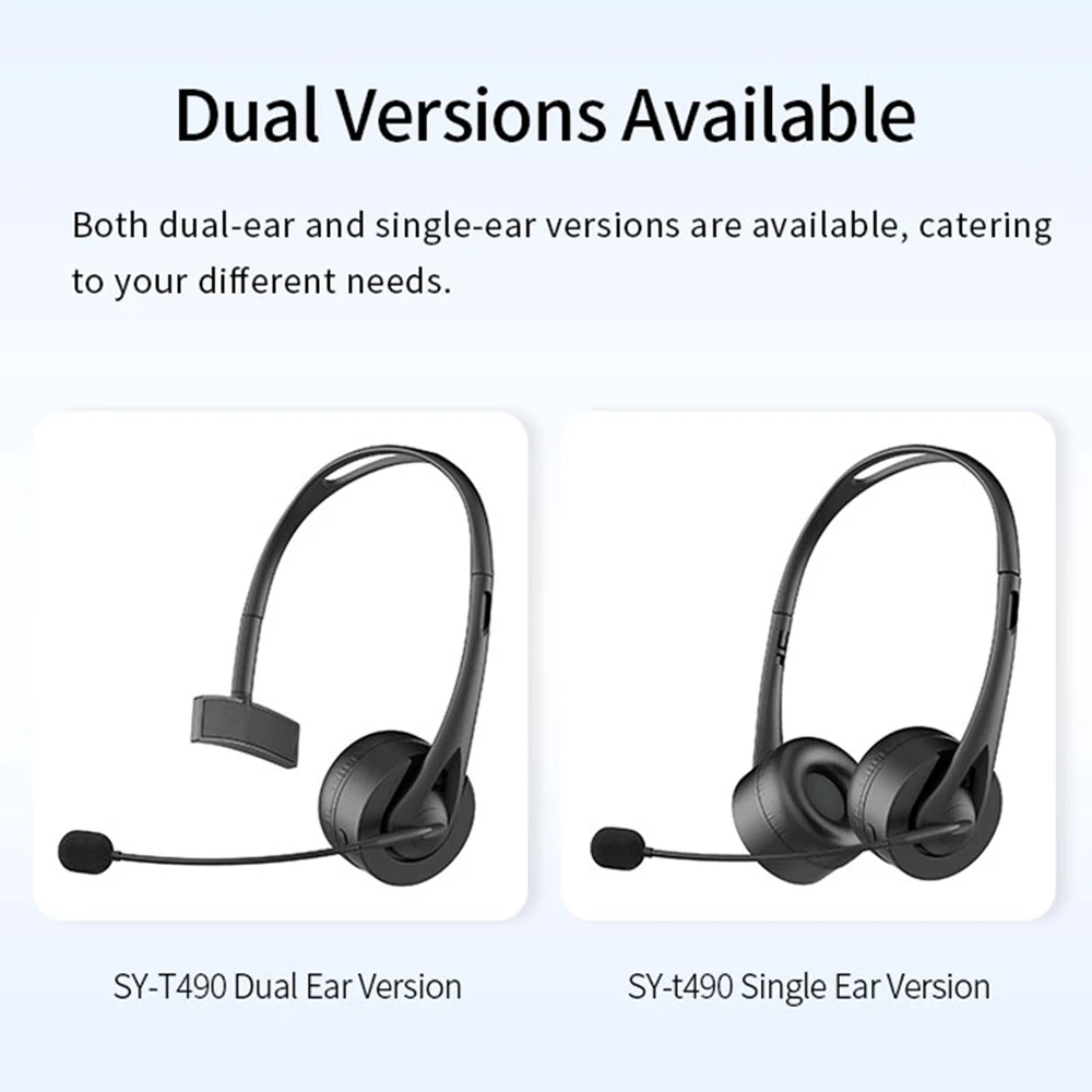 Bluetooth V5.3 Headset Wireless Trucker Headset Hands-free Call Headset with Microphone for Call Center Office