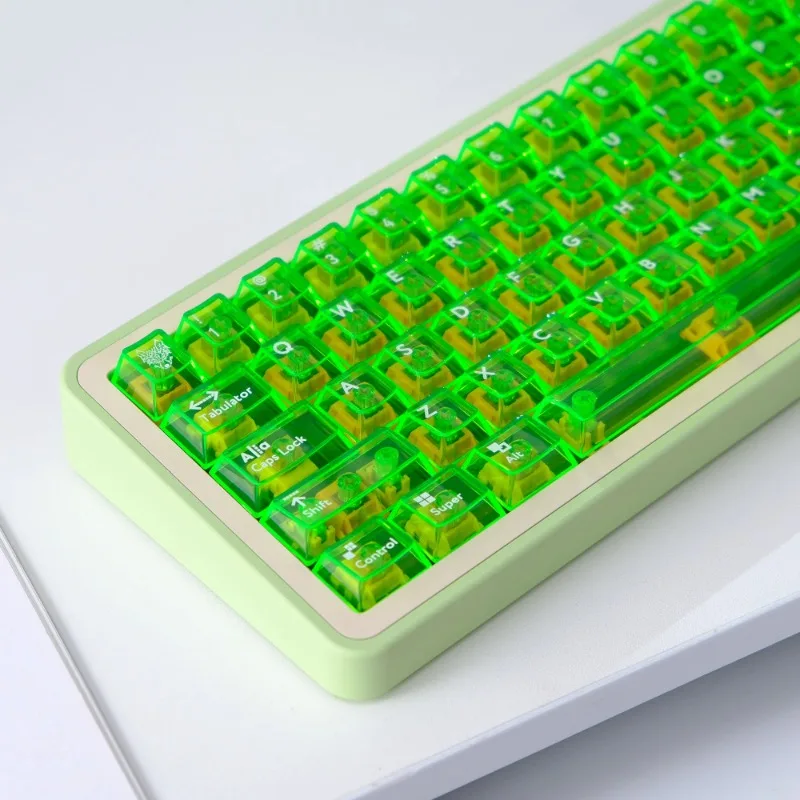 Imagem -02 - Teclado Transparente Cap Grupo Tema Verde Brilhante pc Custom Perfil Cereja Keycap Gaming para Teclado Mecânico 114 Teclas