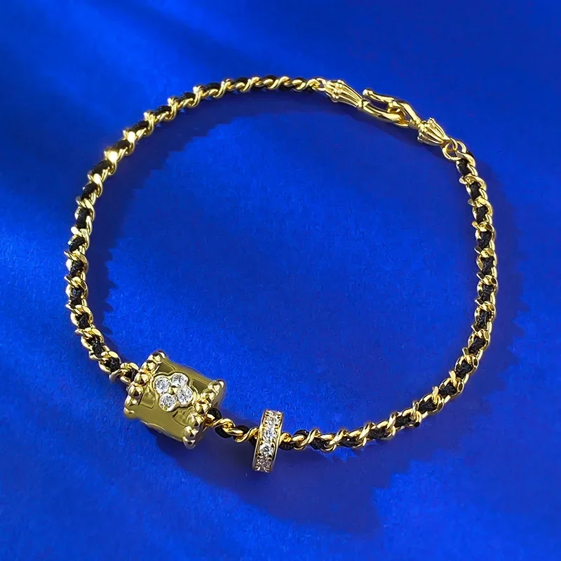 

New S925 Silver Fashion Simple and Fashionable Small Fragrant Style Solid Transport Bead Weaving Hand Rope Jewelry