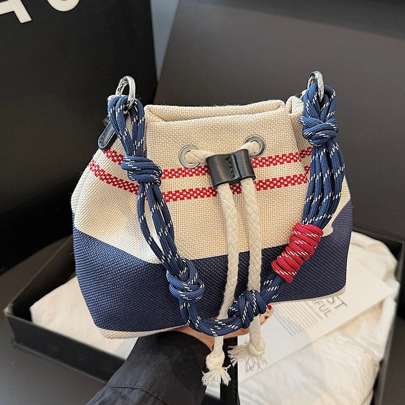 Wysokiej jakości damskie płócienne torebki typu bucket bag, codzienne małe torebki na ramię, modne nowe torebki crossbody dla kobiet.