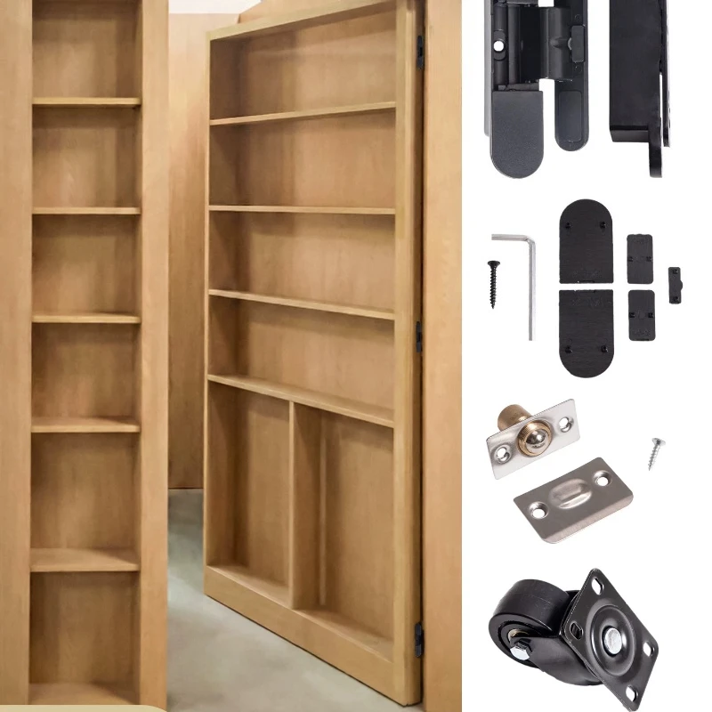 Heavy-duty secret room five accessories Rotary bookcase Invisible door Hinge cabinet Secret door Bookshelf door 3D hinge