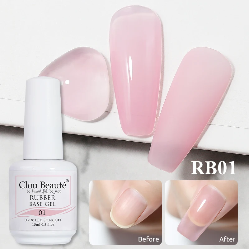 Clou Beaute 2pcs Color Nude Milky Pink Rubber Base Gel Nail Polish Self Leveling UV LED Gel Hybrid For Manicure French Nail